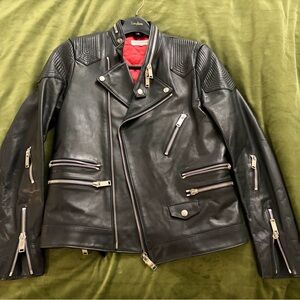 Luxurious Black Leather Biker Jacket—Christian Dada Ready to Wear One of A Kind
